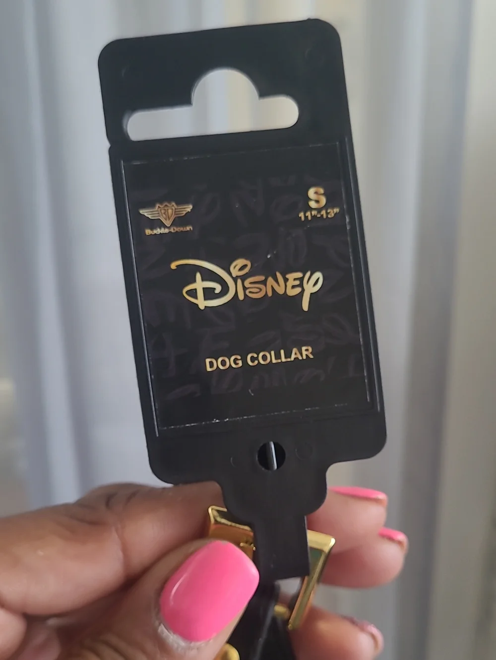Disney Black Leather Collar with Gold 'D' Accents